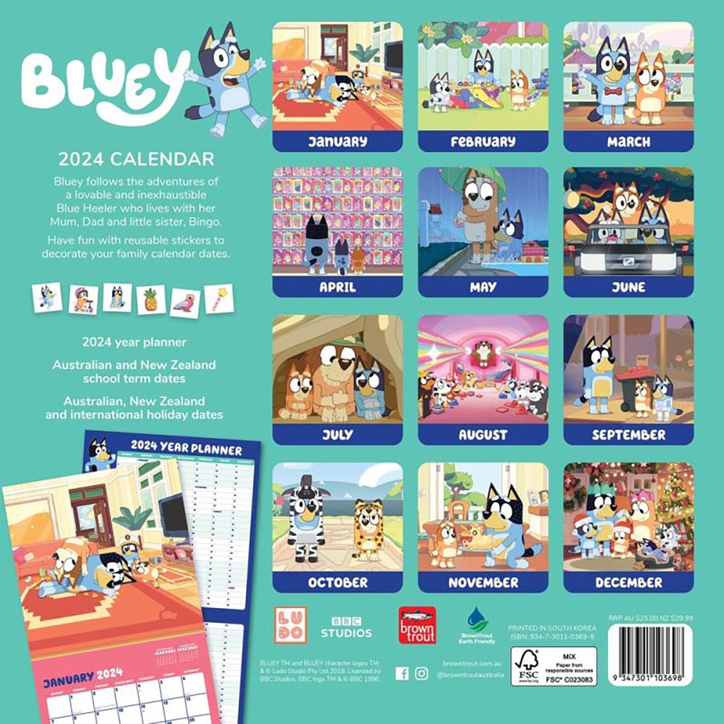 Bluey 2024 Calendar Ryft